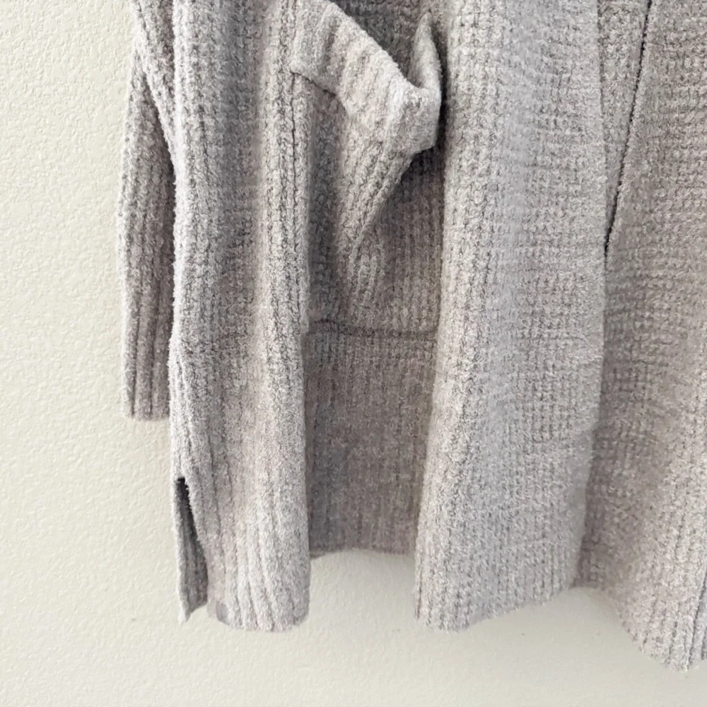Barefoot Dreams CozyChic Lite Open Cardigan Sweater 3X Waffle Knit Gray Lounge